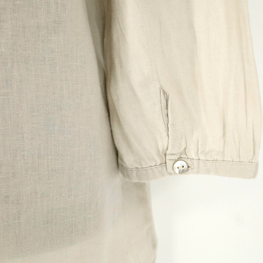 Malvin Top Womens 8 Medium Linen Beige Cotton Lace Front Blouse I Love Linen - Picture 11 of 13